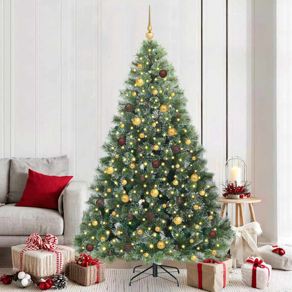 vidaXL Artificial Christmas Tree with 300 LEDs Green 210 cm PE and PVC