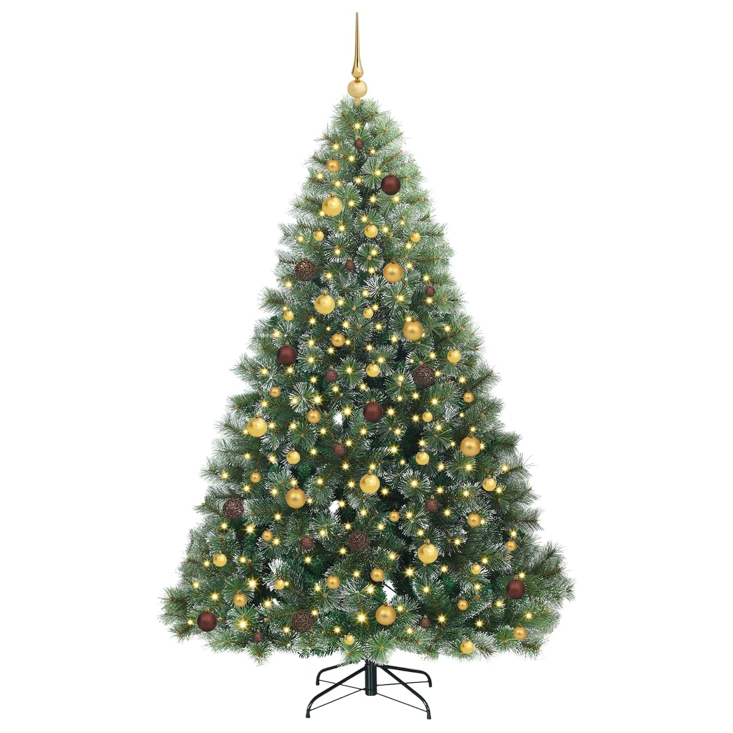vidaXL Artificial Christmas Tree with 300 LEDs Green 210 cm PE and PVC