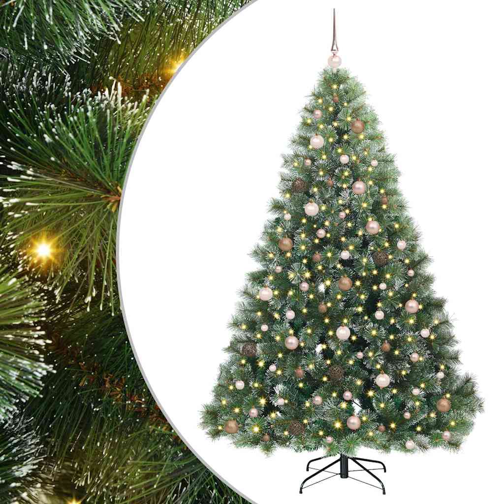 vidaXL Artificial Christmas Tree with 300 LEDs Green 210 cm PE and PVC