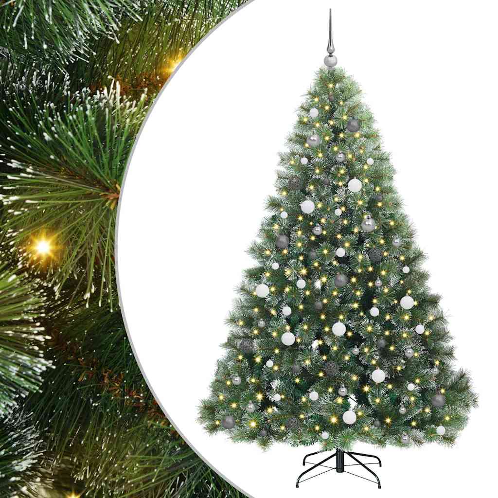 vidaXL Artificial Christmas Tree with 300 LEDs Green 210 cm PE and PVC
