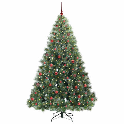 vidaXL Artificial Hinged Christmas Tree Green and white 210 cm