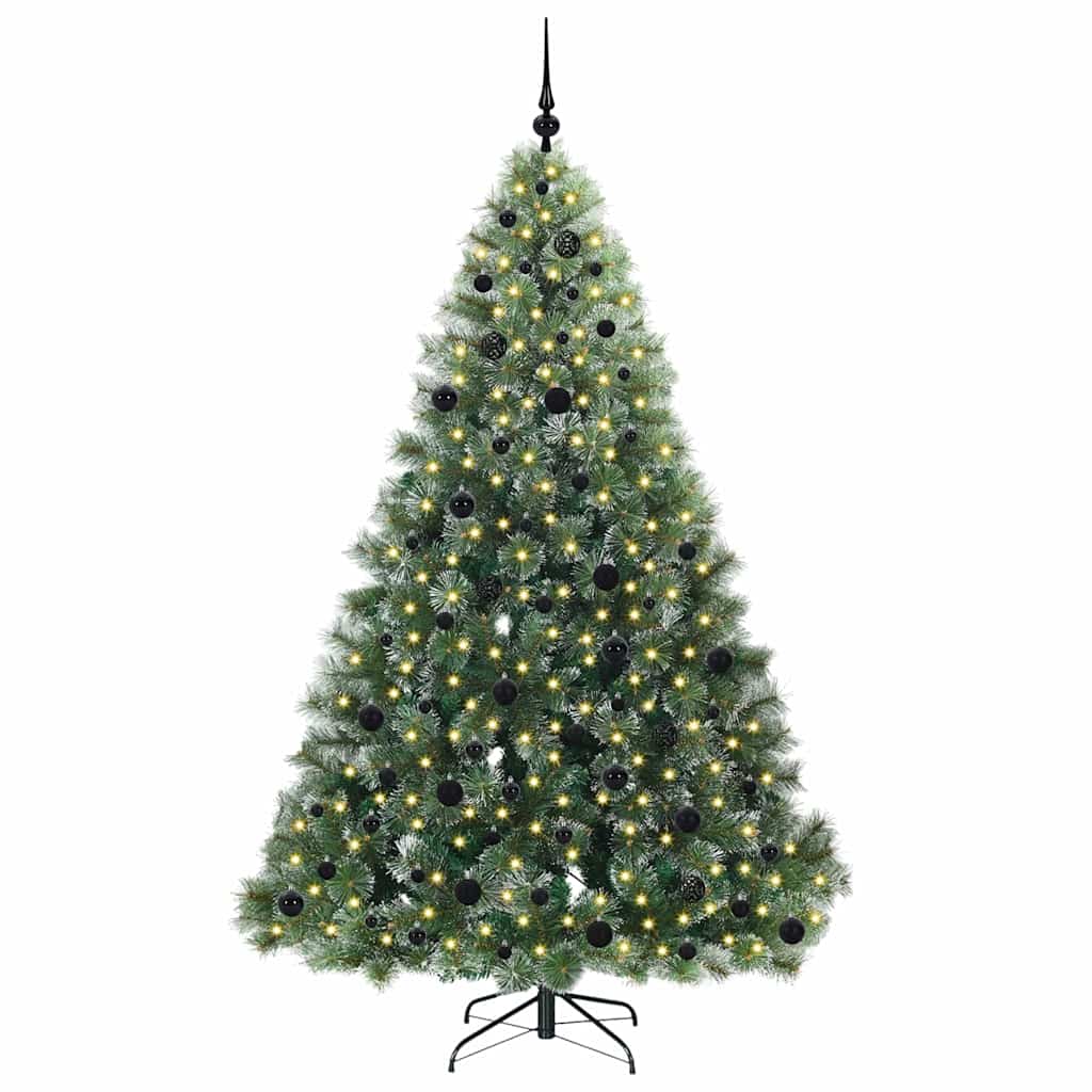 vidaXL Artificial Christmas Tree with 300 LEDs Green 210 cm PE and PVC