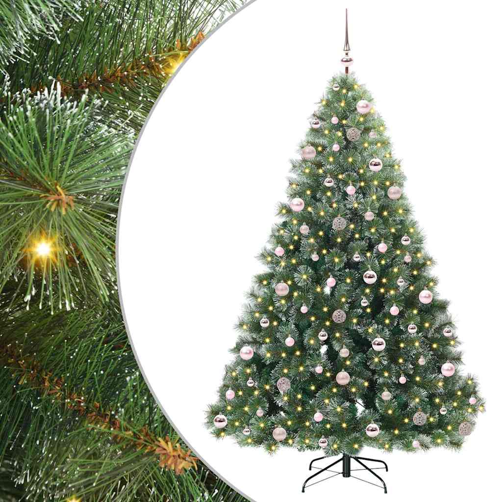 vidaXL Artificial Christmas Tree with 300 LEDs Green 210 cm PE and PVC