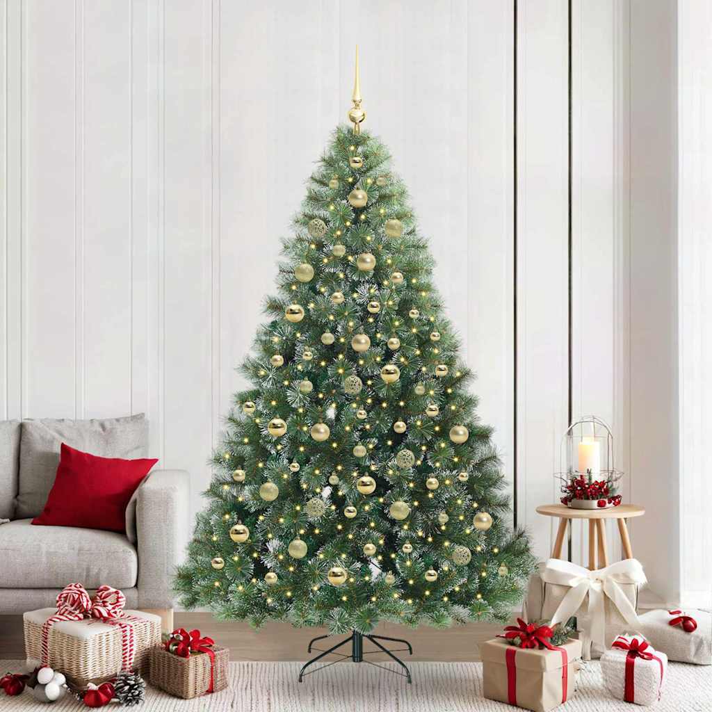 vidaXL Artificial Christmas Tree with 300 LEDs Green 210 cm PE and PVC