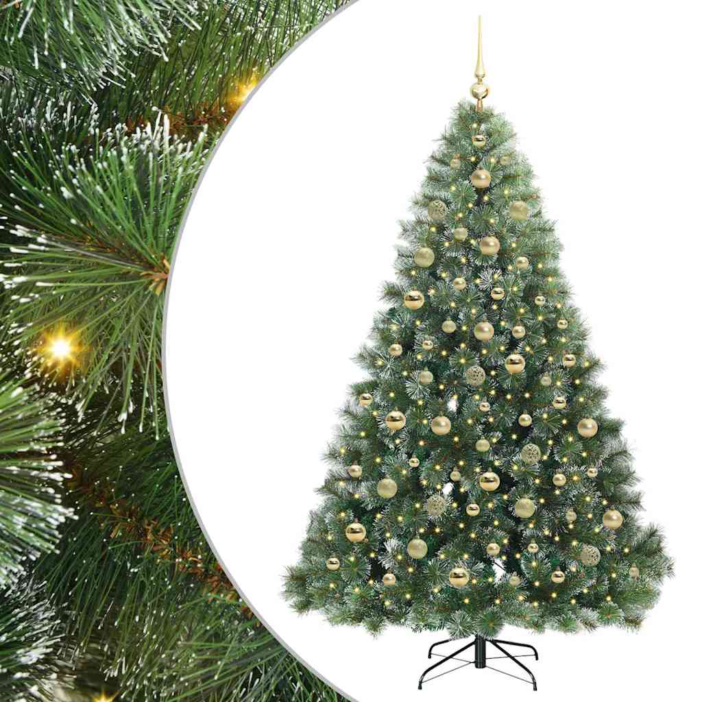 vidaXL Artificial Christmas Tree with 300 LEDs Green 210 cm PE and PVC