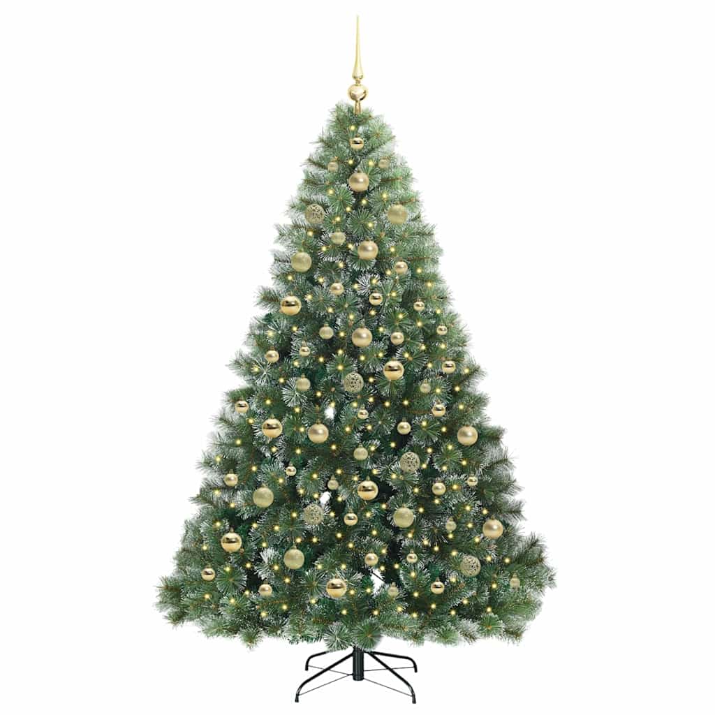 vidaXL Artificial Christmas Tree with 300 LEDs Green 210 cm PE and PVC