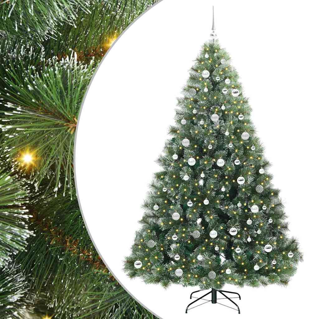 vidaXL Artificial Christmas Tree with 300 LEDs Green 210 cm PE and PVC