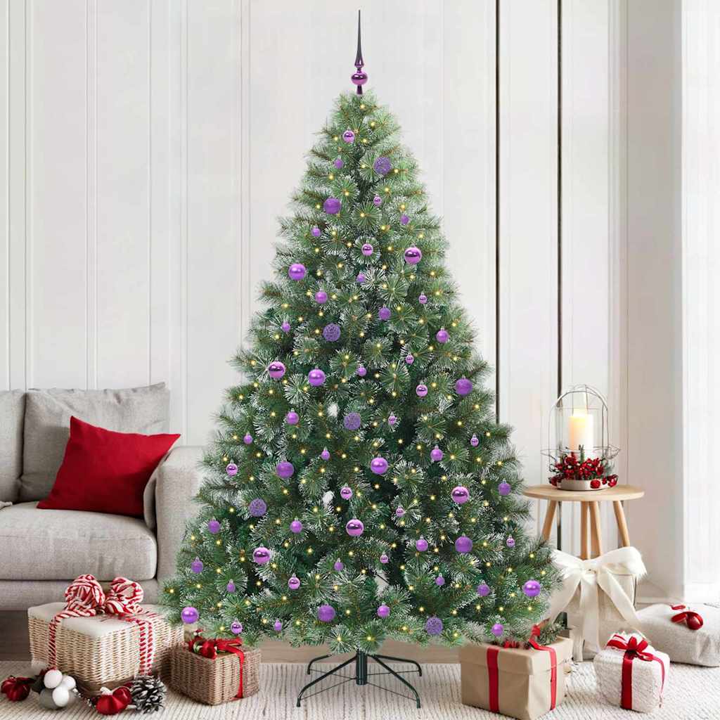 vidaXL Artificial Christmas Tree with 300 LEDs Green 210 cm PE and PVC