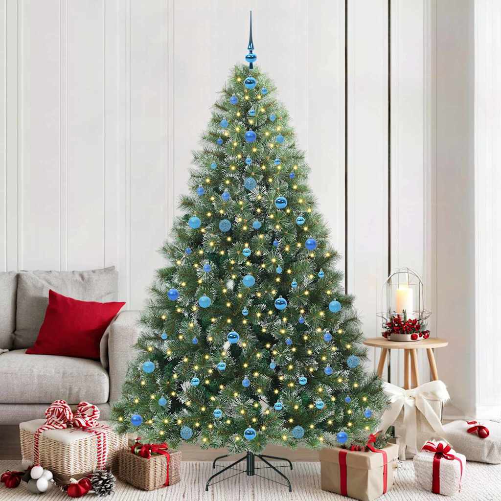 vidaXL Artificial Christmas Tree with 300 LEDs Green 210 cm PE and PVC