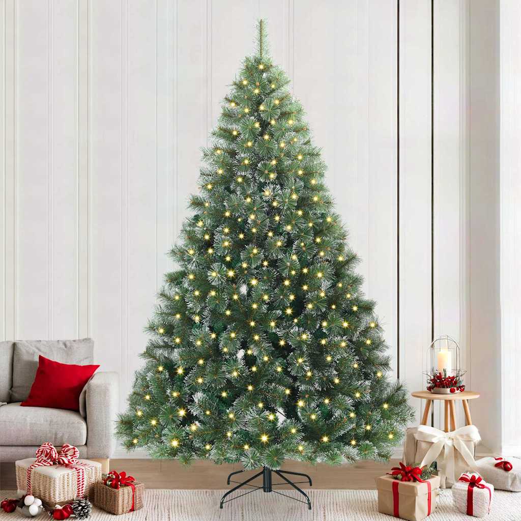 vidaXL Artificial Christmas Tree with 300 LEDs Green 240 cm PE and PVC
