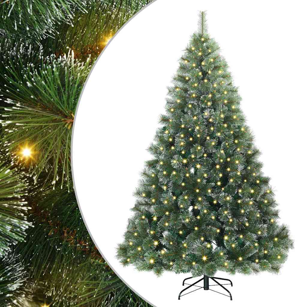 vidaXL Artificial Christmas Tree with 300 LEDs Green 240 cm PE and PVC