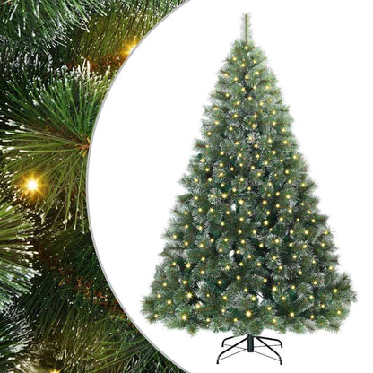 vidaXL Artificial Christmas Tree with 300 LEDs Green 240 cm PE and PVC