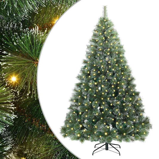 vidaXL Artificial Christmas Tree with 300 LEDs Green 240 cm PE and PVC