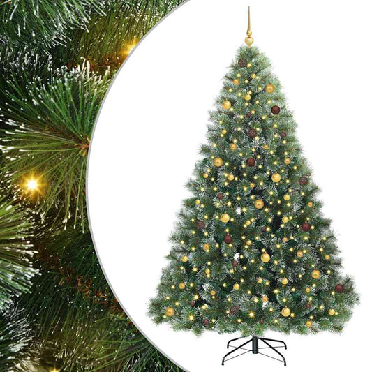 vidaXL Artificial Christmas Tree with 300 LEDs Green 240 cm PE and PVC