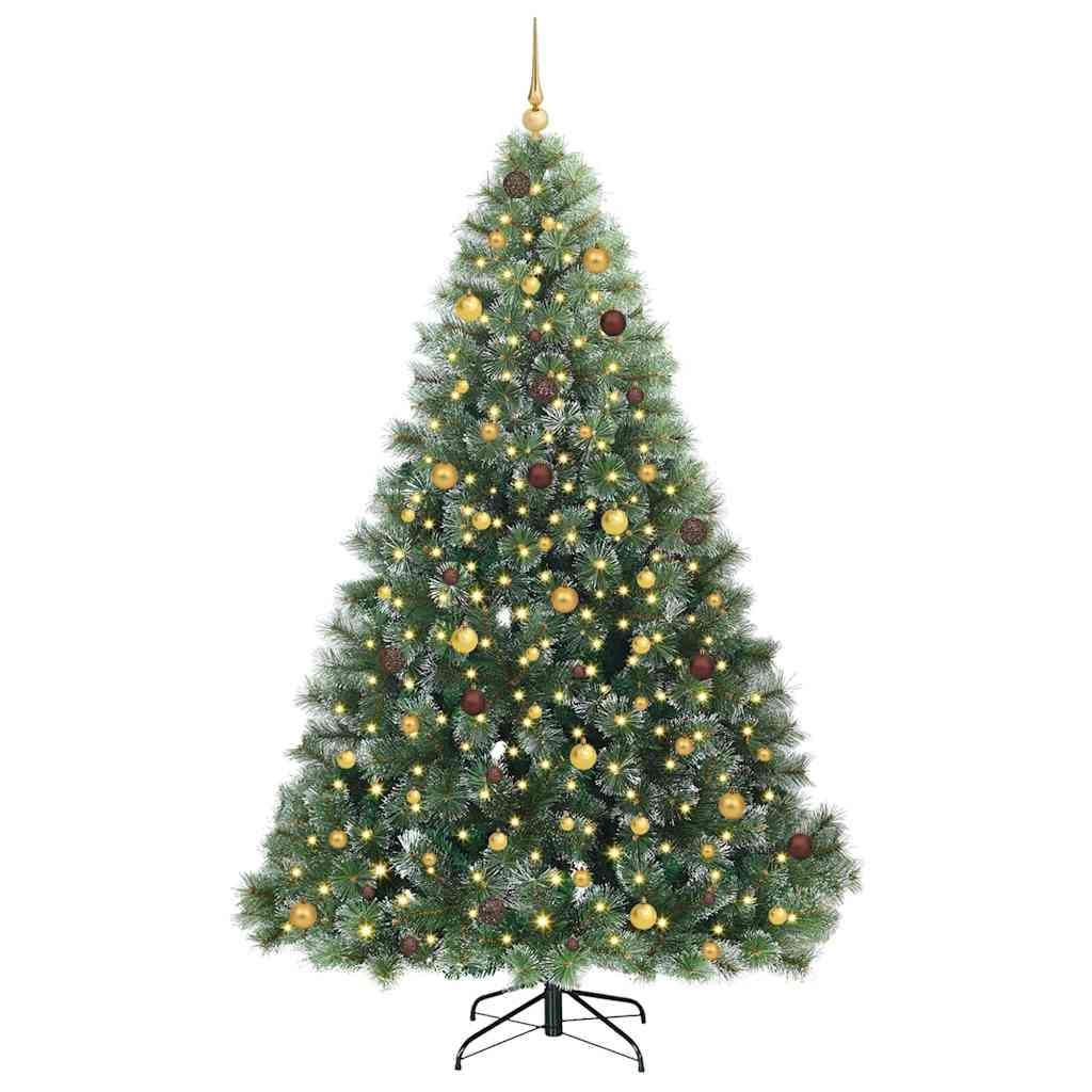vidaXL Artificial Christmas Tree with 300 LEDs Green 240 cm PE and PVC