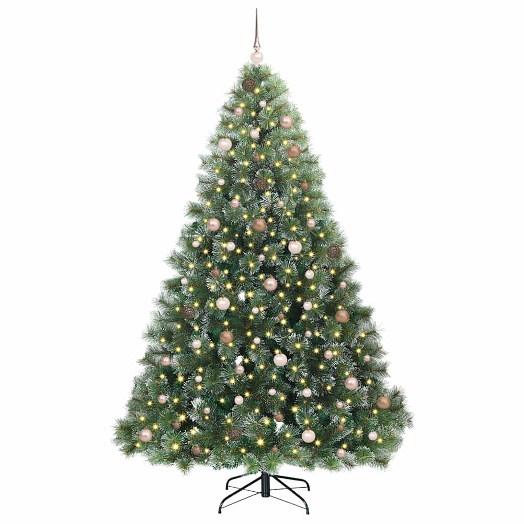 vidaXL Artificial Christmas Tree with 300 LEDs Green 240 cm PE and PVC