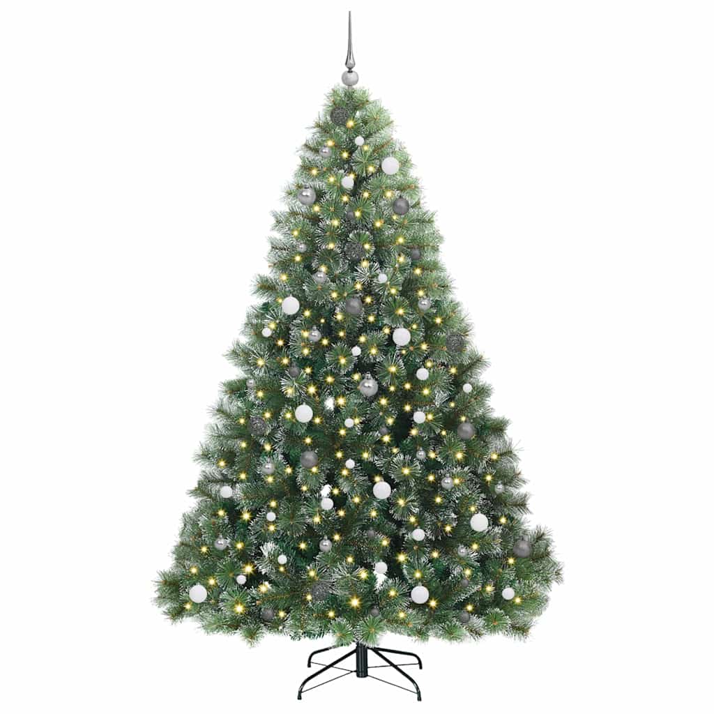 vidaXL Artificial Christmas Tree with 300 LEDs Green 240 cm PE and PVC