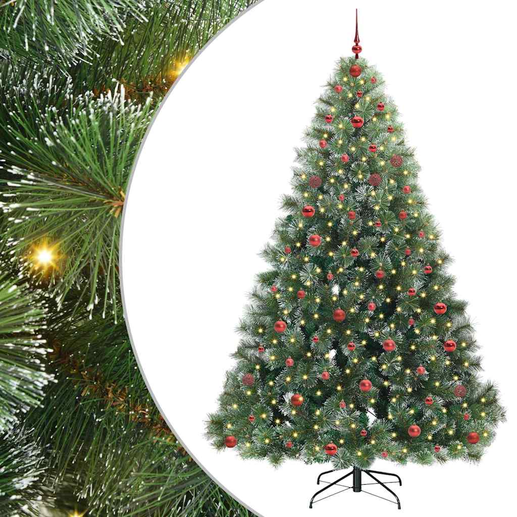 vidaXL Artificial Christmas Tree with 300 LEDs Green 240 cm PE and PVC