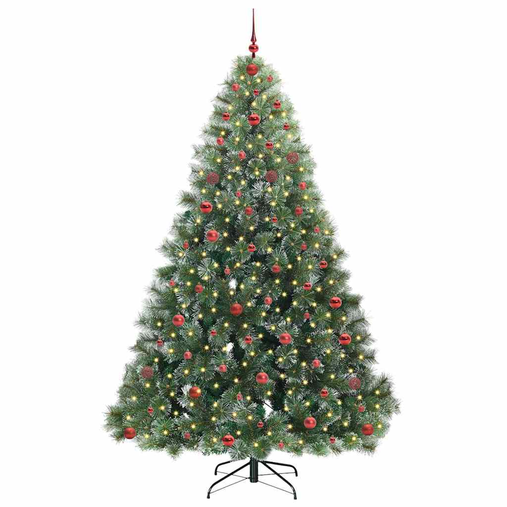 vidaXL Artificial Christmas Tree with 300 LEDs Green 240 cm PE and PVC