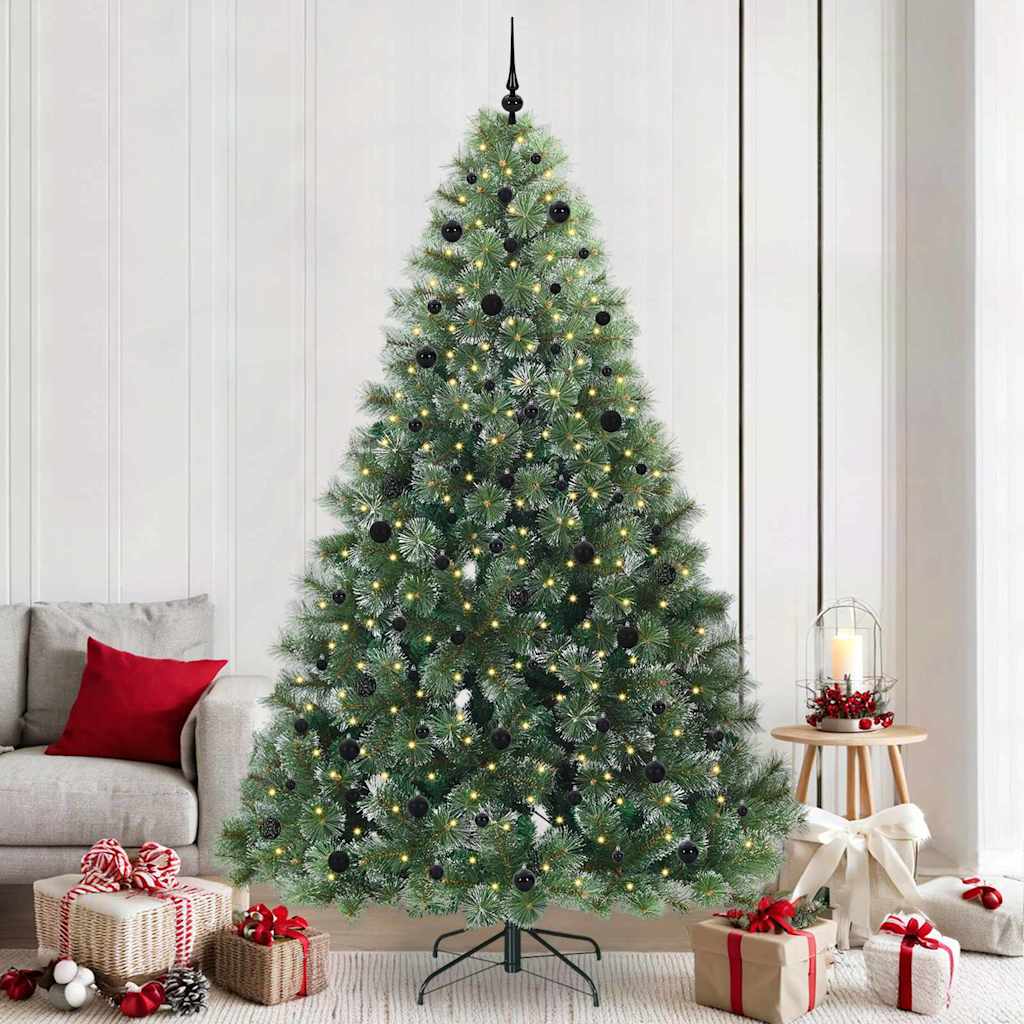 vidaXL Artificial Christmas Tree with 300 LEDs Green 240 cm PE and PVC
