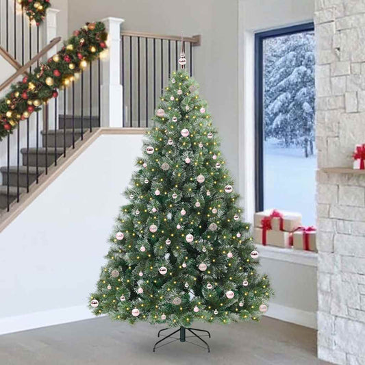 vidaXL Artificial Christmas Tree with 300 LEDs Green 240 cm PE and PVC