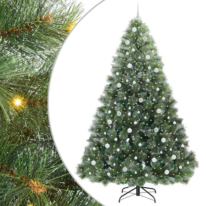 vidaXL Artificial Christmas Tree with 300 LEDs Green 240 cm PE and PVC