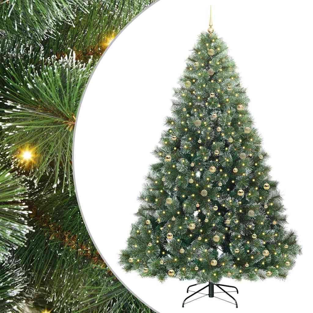 vidaXL Artificial Christmas Tree with 300 LEDs Green 240 cm PE and PVC