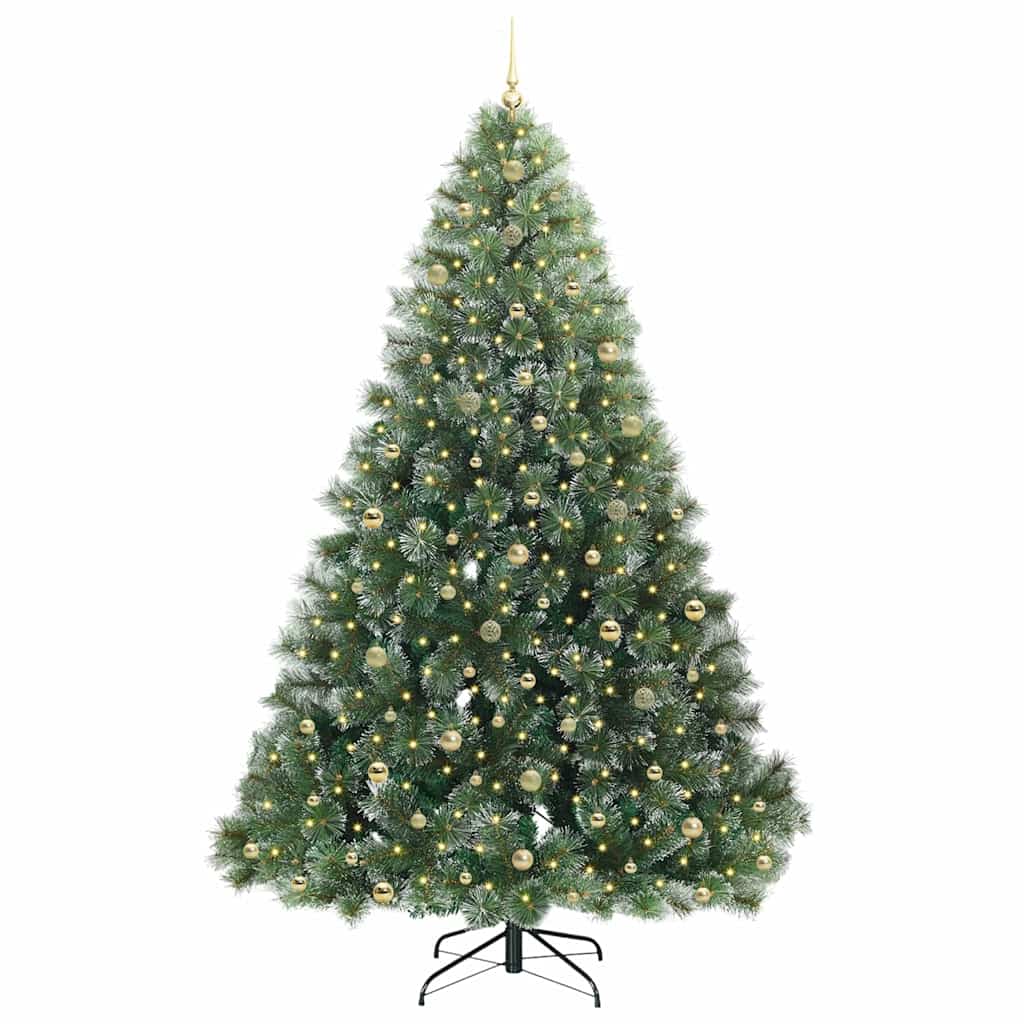 vidaXL Artificial Christmas Tree with 300 LEDs Green 240 cm PE and PVC