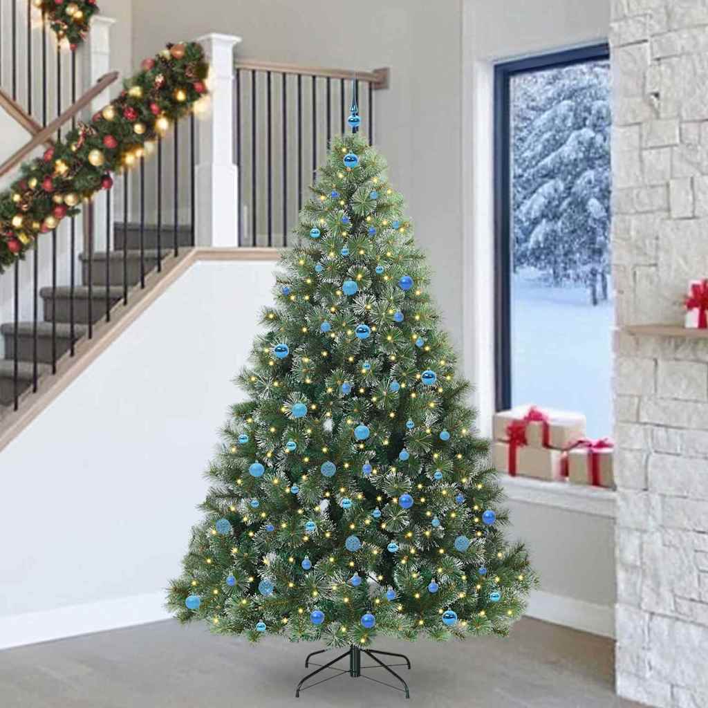 vidaXL Artificial Christmas Tree with 300 LEDs Green 240 cm PE and PVC
