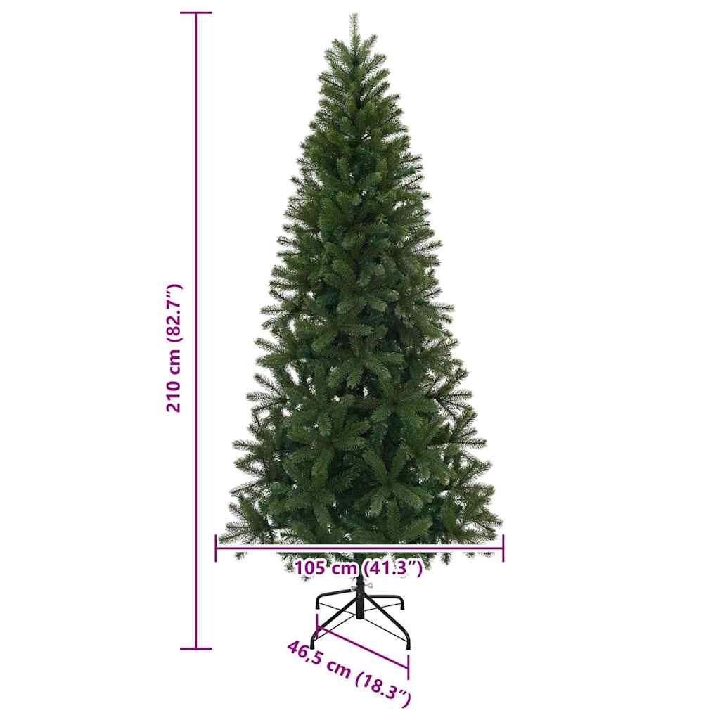 vidaXL Artificial Christmas Tree Green 210 cm PVC, PE and steel