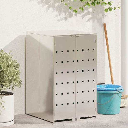 vidaXL Wheelie Bin Storage with Gas Lift-up Lid for 240L Bin Silver