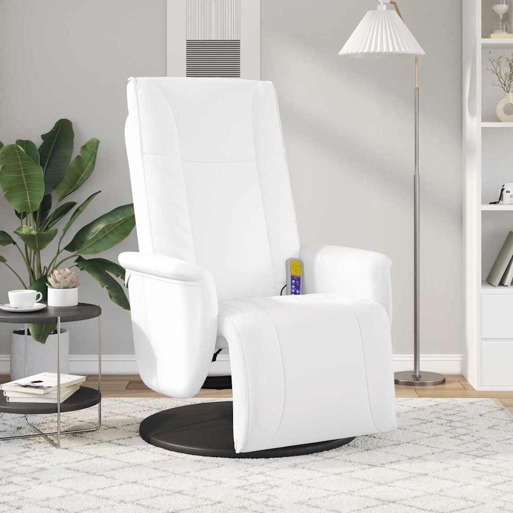 vidaXL Swivel Massage Recliner Chair White 71 x 90 x 105 cm