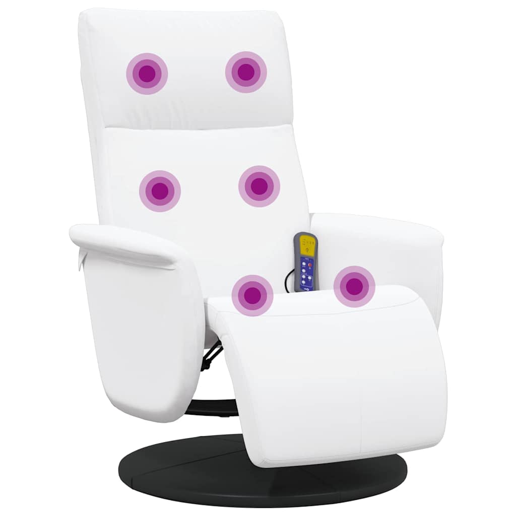 vidaXL Massage Recliner Chair White 71 x 90 x 105 cm Faux Leather