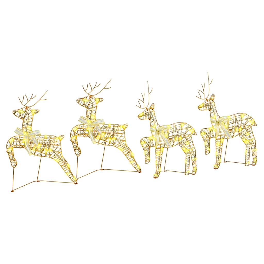 vidaXL LED Reindeers with 80 LEDs 4 pcs Gold PET