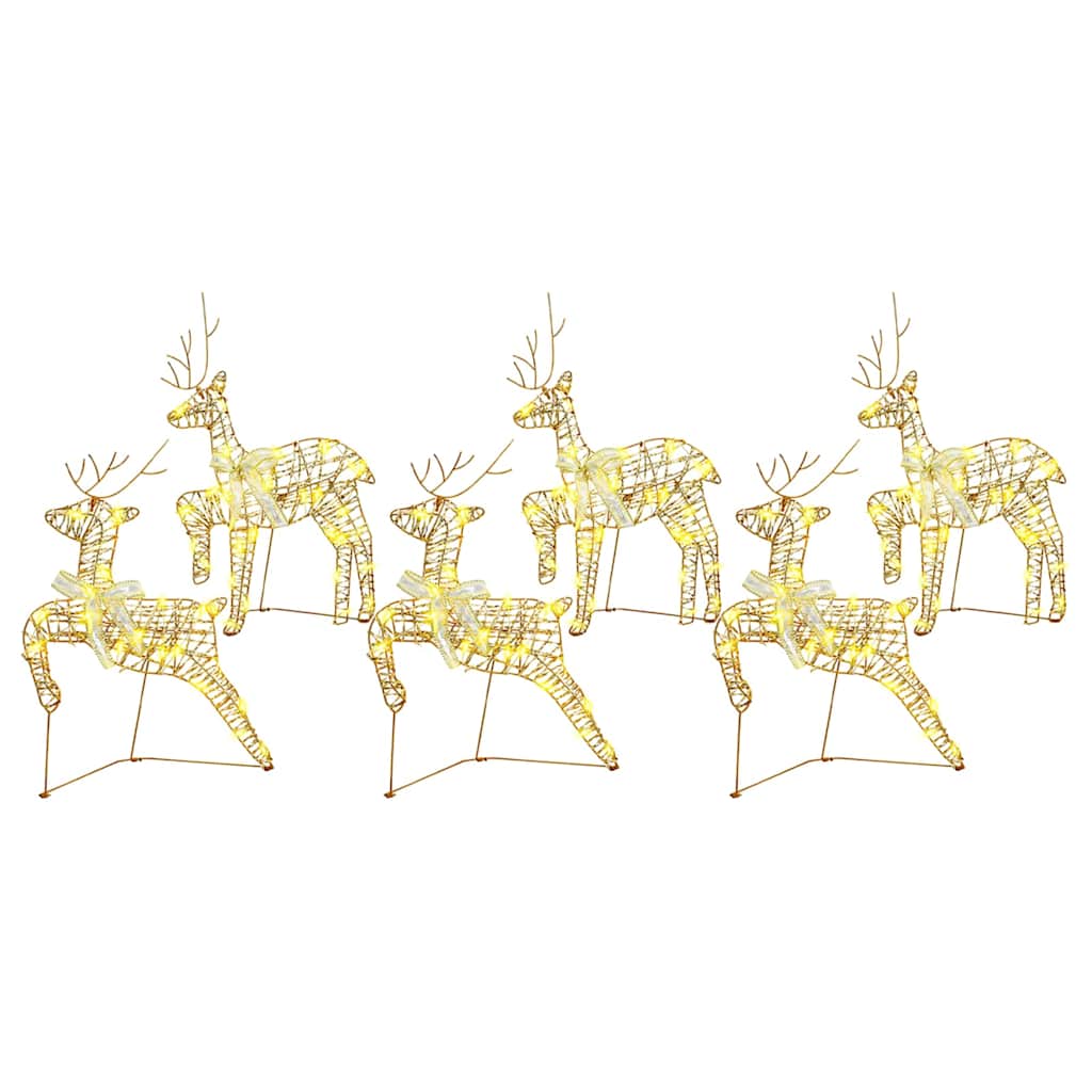 vidaXL LED Reindeers with 180 LEDs 6 pcs Gold PET