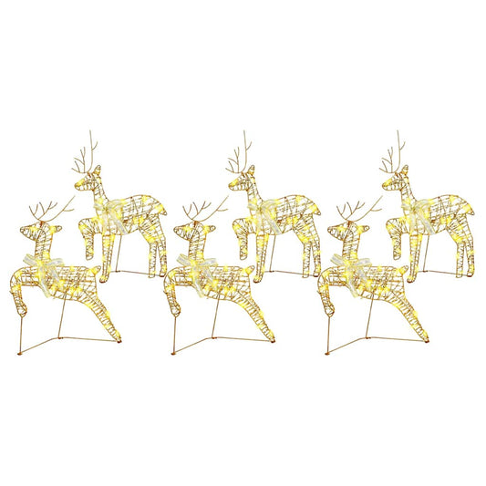 vidaXL LED Reindeers with 180 LEDs 6 pcs Gold PET