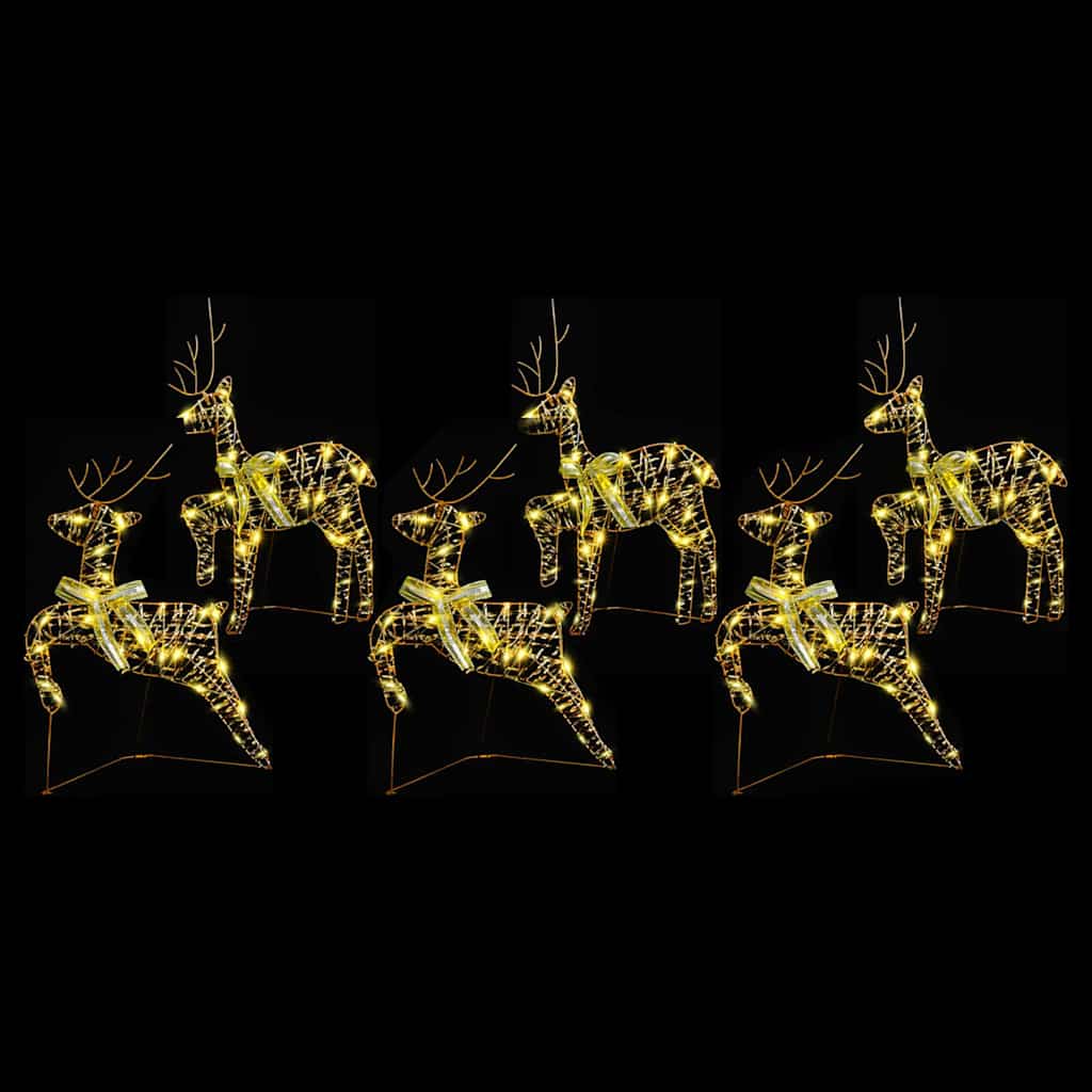 vidaXL LED Reindeers with 180 LEDs 6 pcs Gold PET