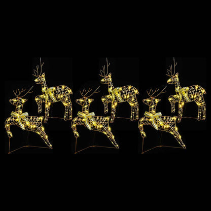 vidaXL LED Reindeers with 180 LEDs 6 pcs Gold PET