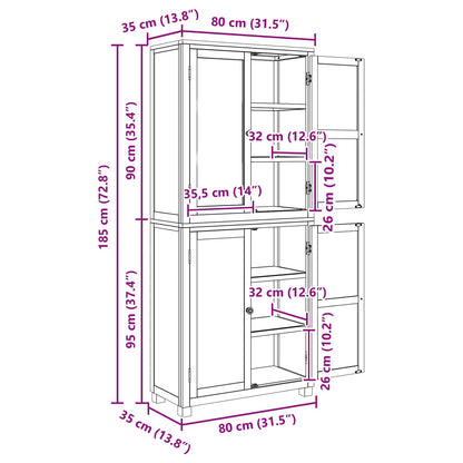 vidaXL Storage Furniture Set with Shelf 2 pcs Natural 80 x 35 x 185 cm
