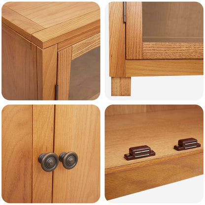vidaXL Storage Furniture Set with Shelf 2 pcs Natural Solid Oak Wood