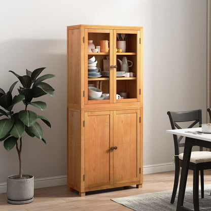 vidaXL Storage Furniture Set with Shelf 2 pcs Natural Solid Oak Wood
