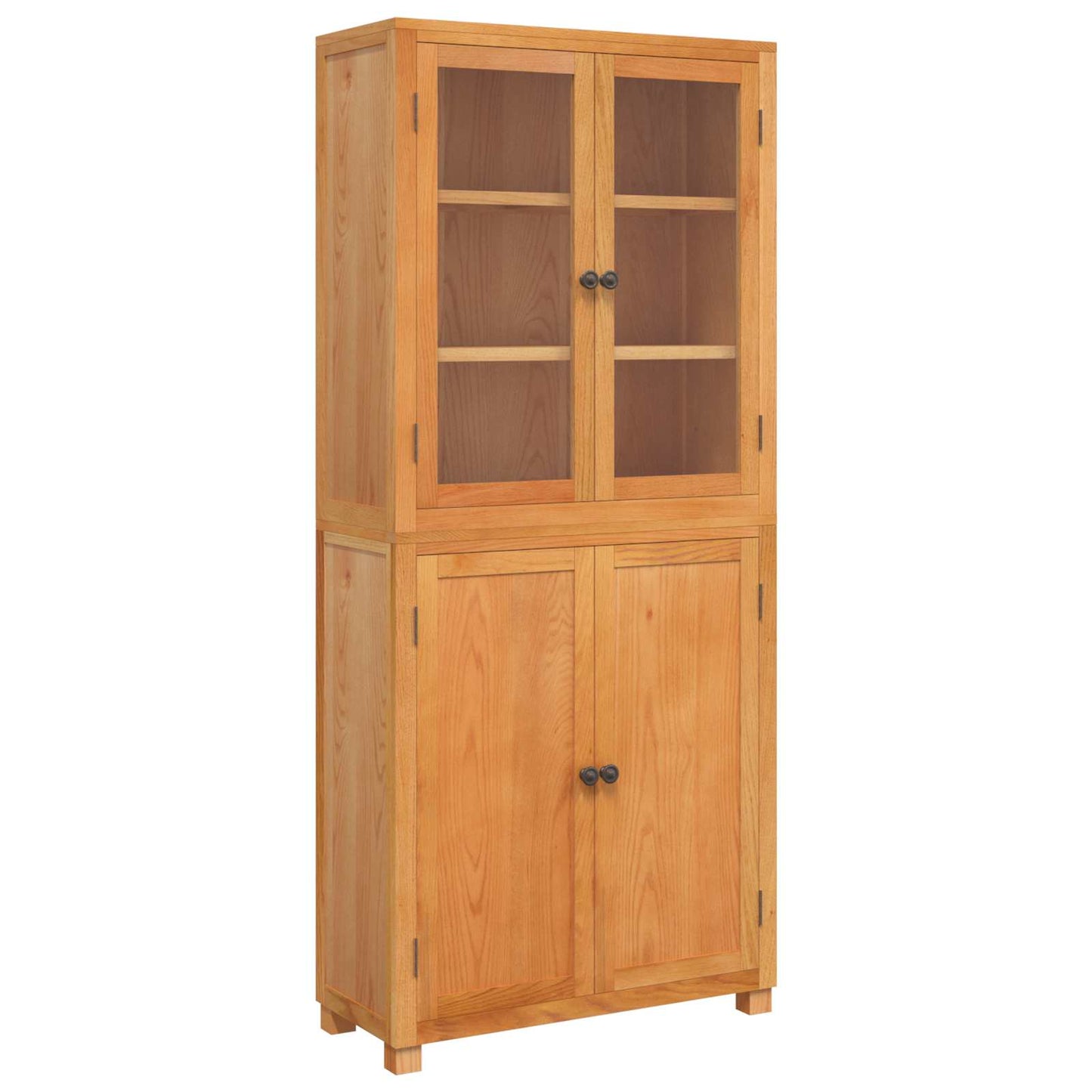 vidaXL Storage Furniture Set with Shelf 2 pcs Natural Solid Oak Wood