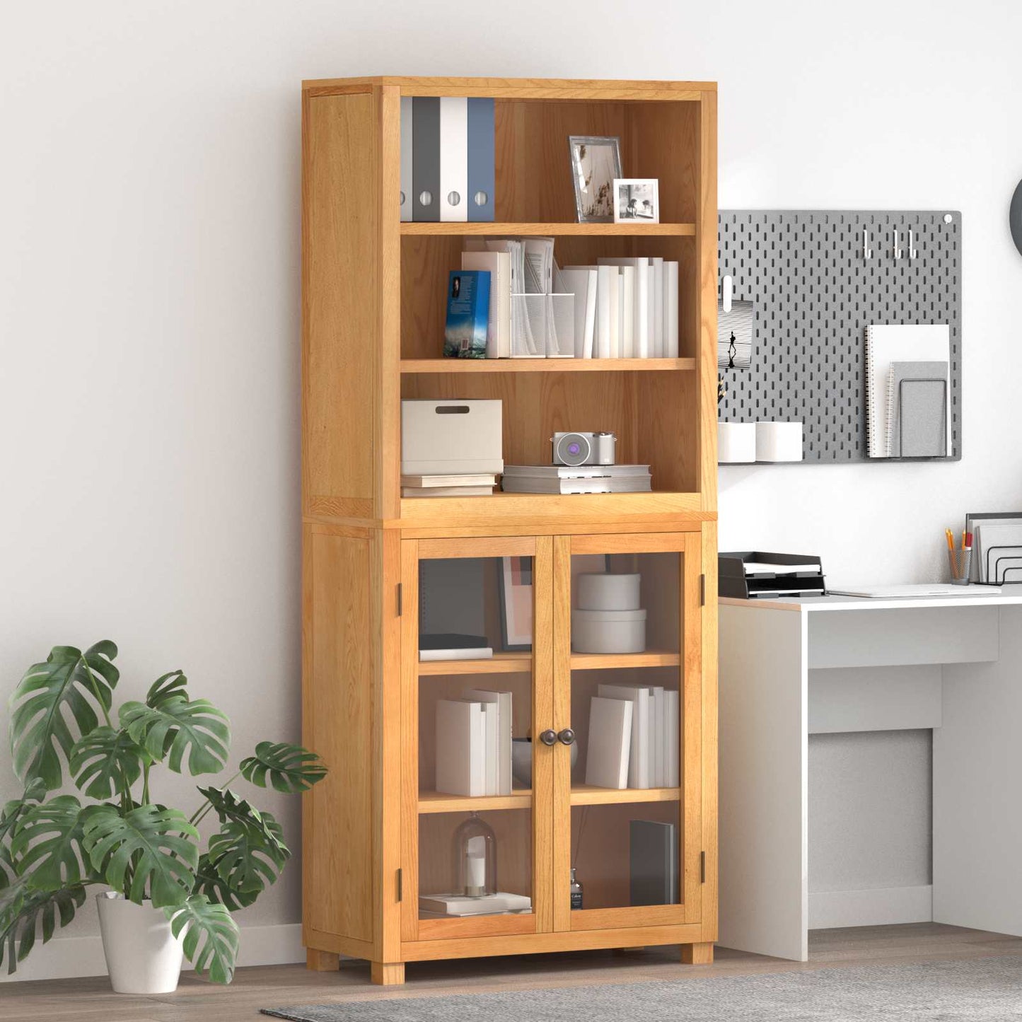 vidaXL Storage Furniture Set with Shelf 2 pcs Natural 80 x 35 x 185 cm