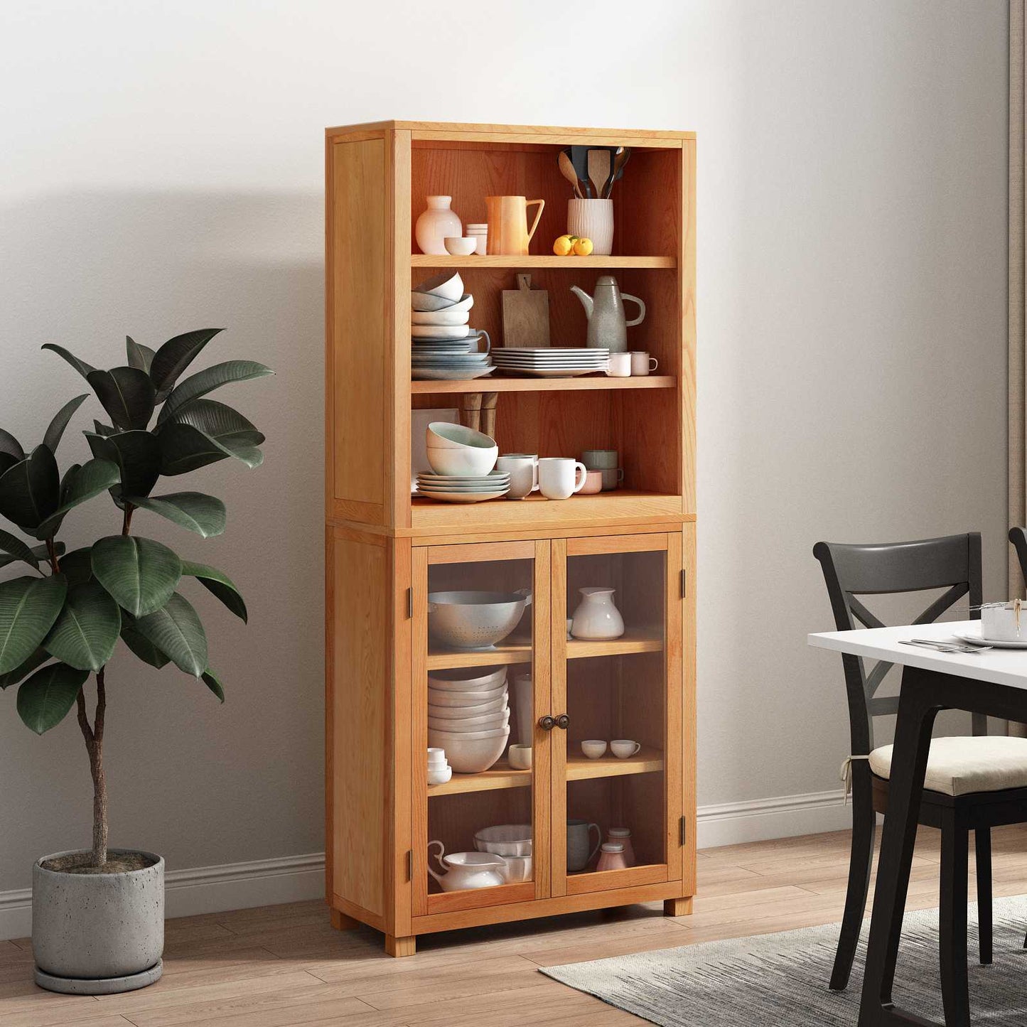 vidaXL Storage Furniture Set with Shelf 2 pcs Natural 80 x 35 x 185 cm