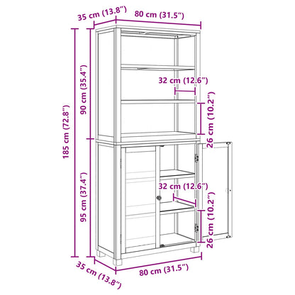 vidaXL Storage Furniture Set with Shelf 2 pcs Natural 80 x 35 x 185 cm