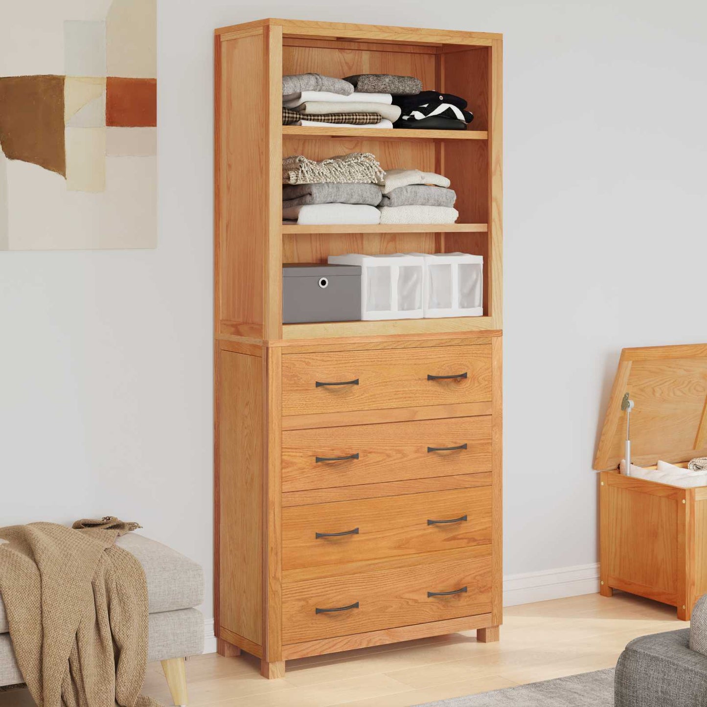 vidaXL Storage Furniture Set with Shelf 2 pcs Natural 80 x 35 x 185 cm