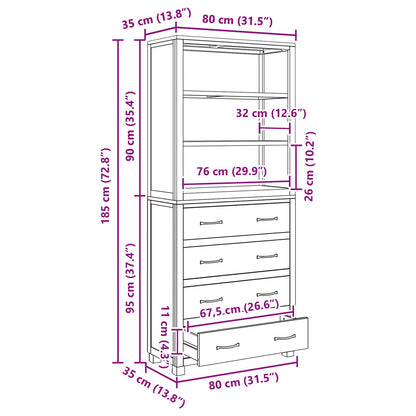 vidaXL Storage Furniture Set with Shelf 2 pcs Natural 80 x 35 x 185 cm