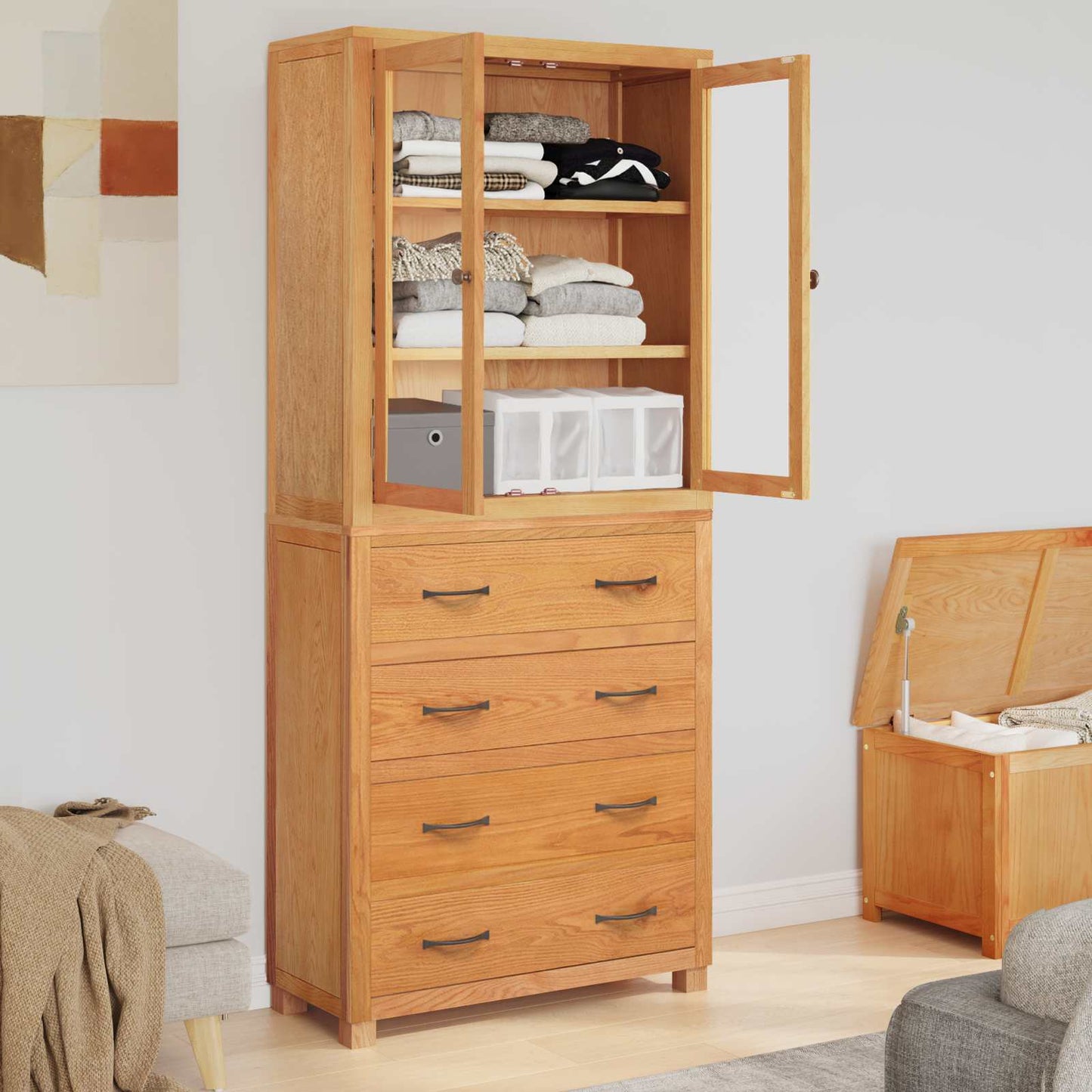 vidaXL Storage Furniture Set with Shelf 2 pcs Natural 80 x 35 x 185 cm
