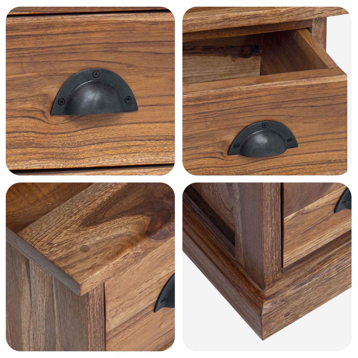 vidaXL TV Stand with Drawer Natural 110 x 30 x 40 cm Solid Teak Wood
