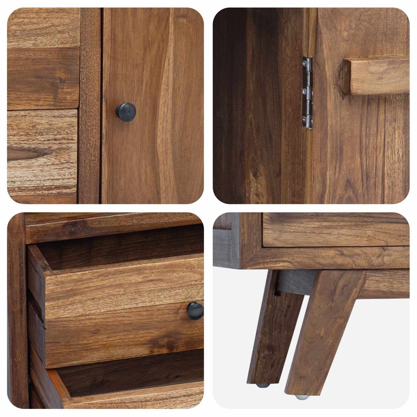 vidaXL Sideboard with Drawer Natural 100 x 30 x 68 cm Solid Teak Wood